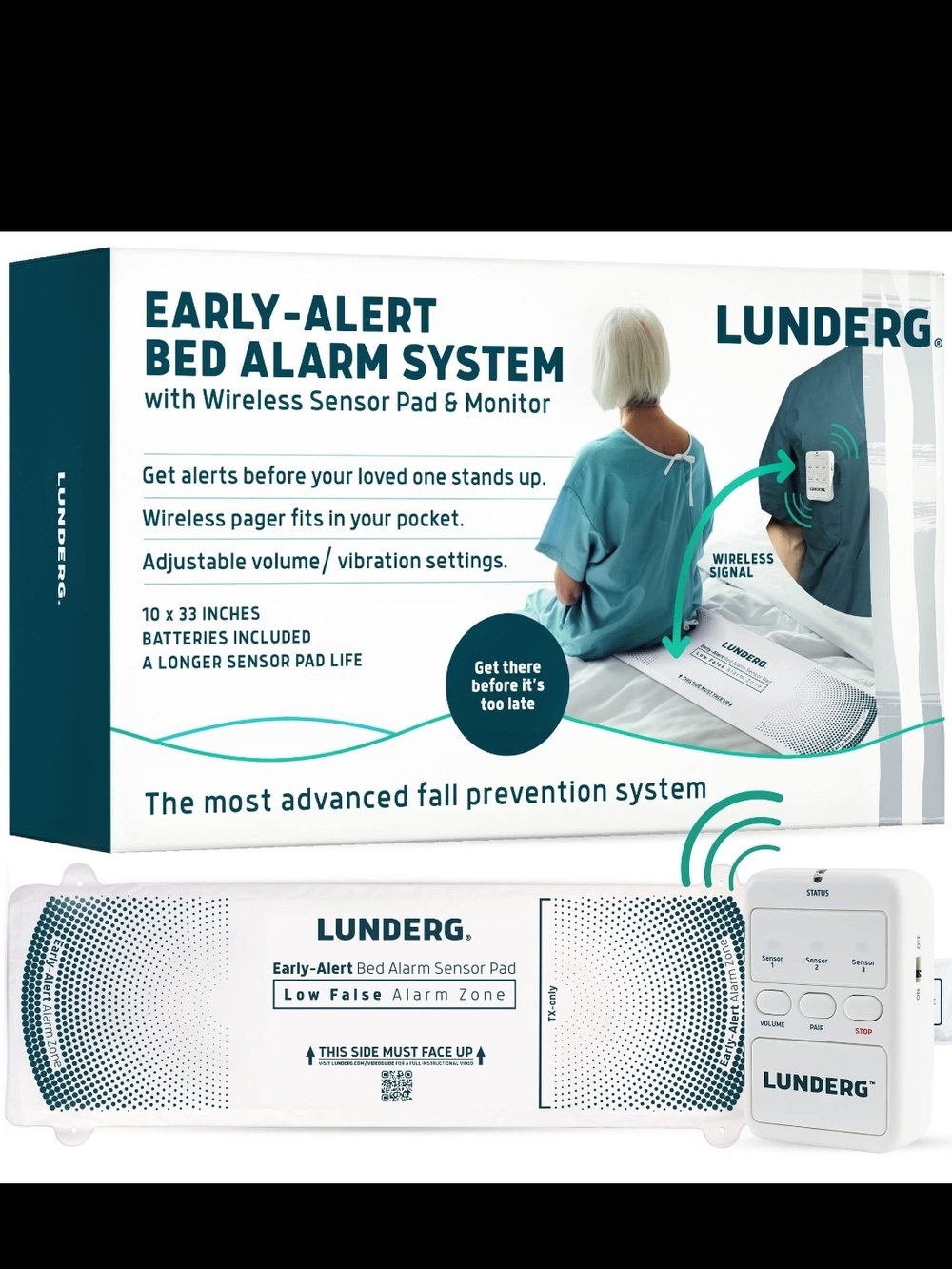 NEW Lunderg Early-Alert Bed Alarm System - Caregiver Kit Elderly Dementia